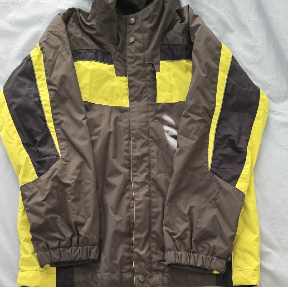 REI Men's Brown and Yellow Ski Jacket